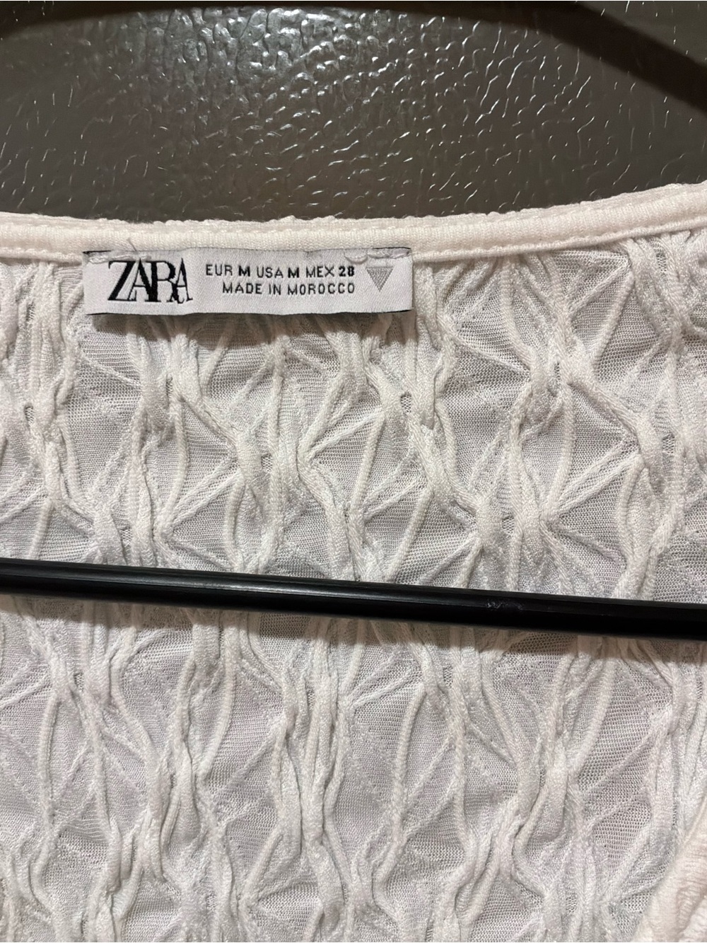 ZARA White Textured Long Sleeve Cropped Wrap Blouse Women’s Size M - Picture 4 of 4